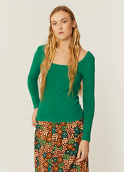 TOP VERDE A COSTINE CON SCOLLO A U