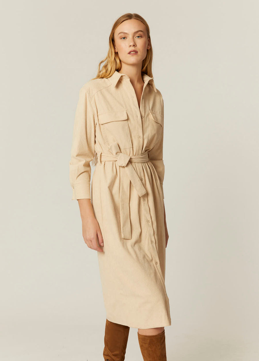 VESTIDO CAMISERO PANA BEIGE