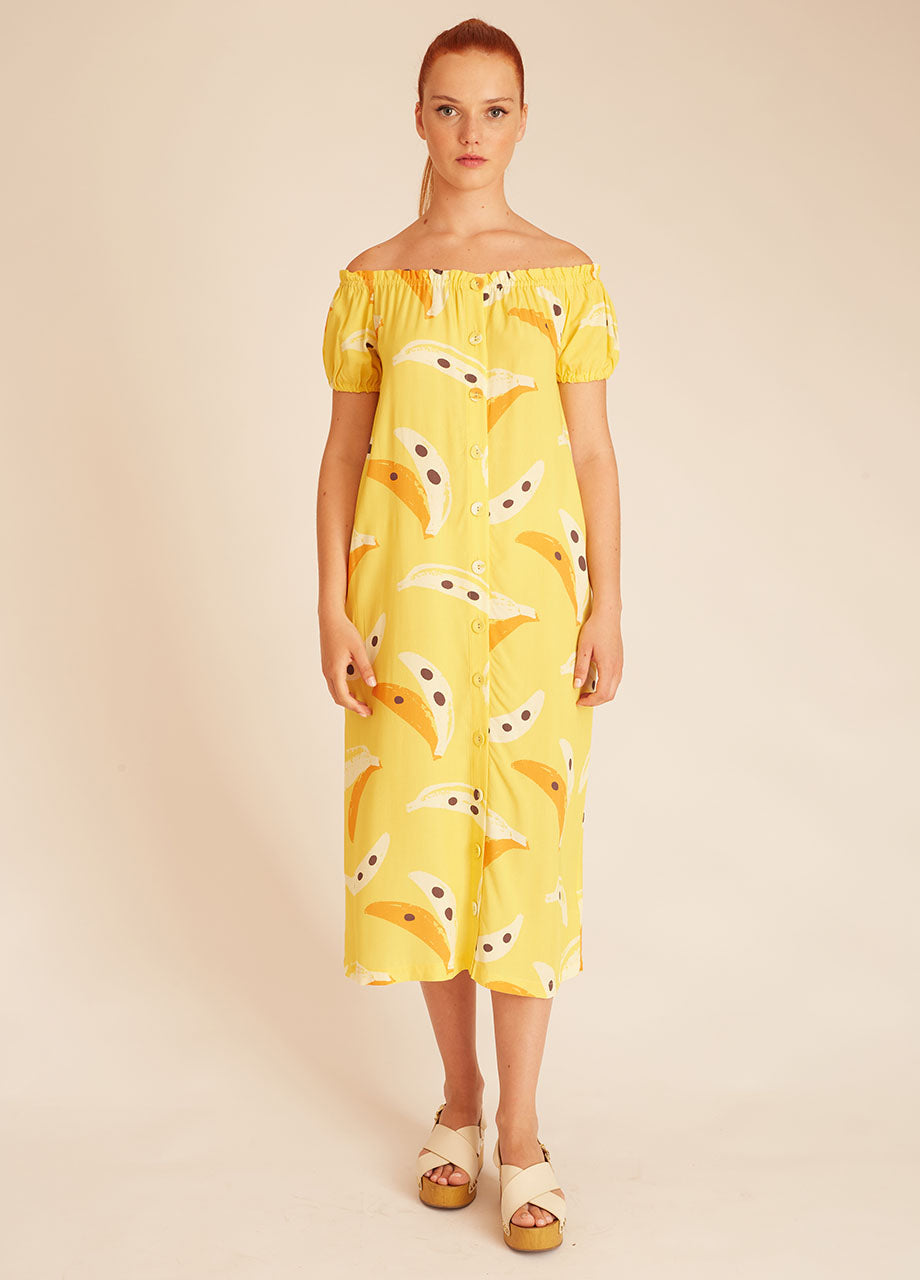 BANANA BARDOT DRESS