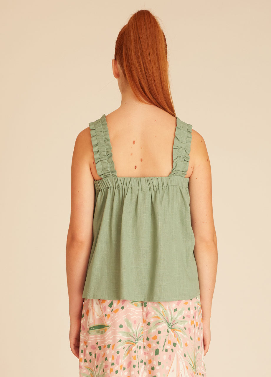 LINEN TOP GREEN