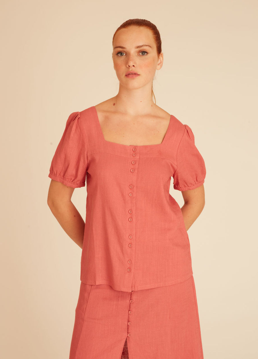 LINEN BLOUSE PINK