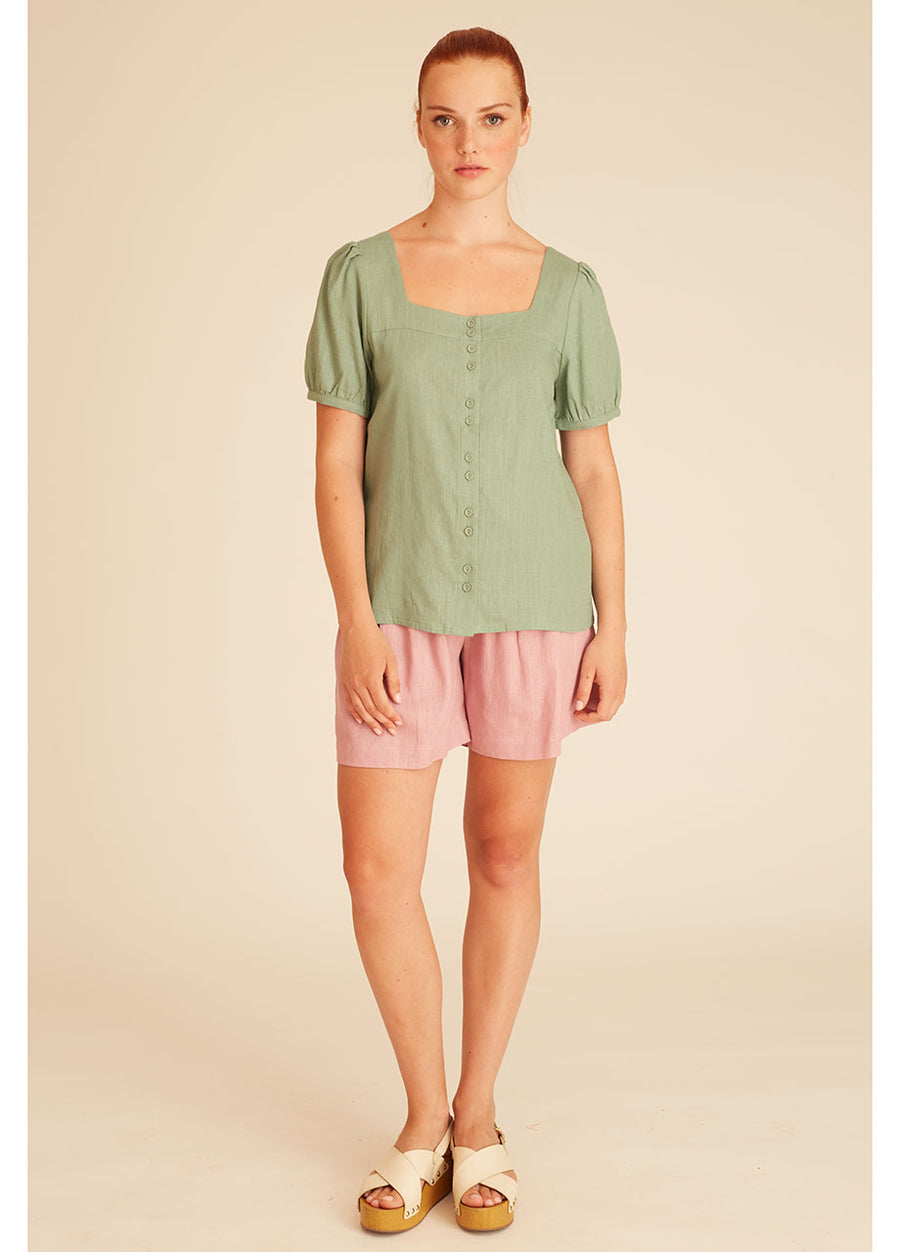 LINEN BLOUSE GREEN