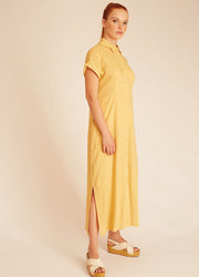 LINEN BUTTONED DRESS YELLOW