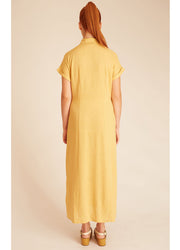 LINEN BUTTONED DRESS YELLOW