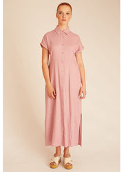 LINEN BUTTONED DRESS LILAC