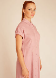 LINEN BUTTONED DRESS LILAC