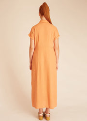 LINEN BUTTONED DRESS PEACH