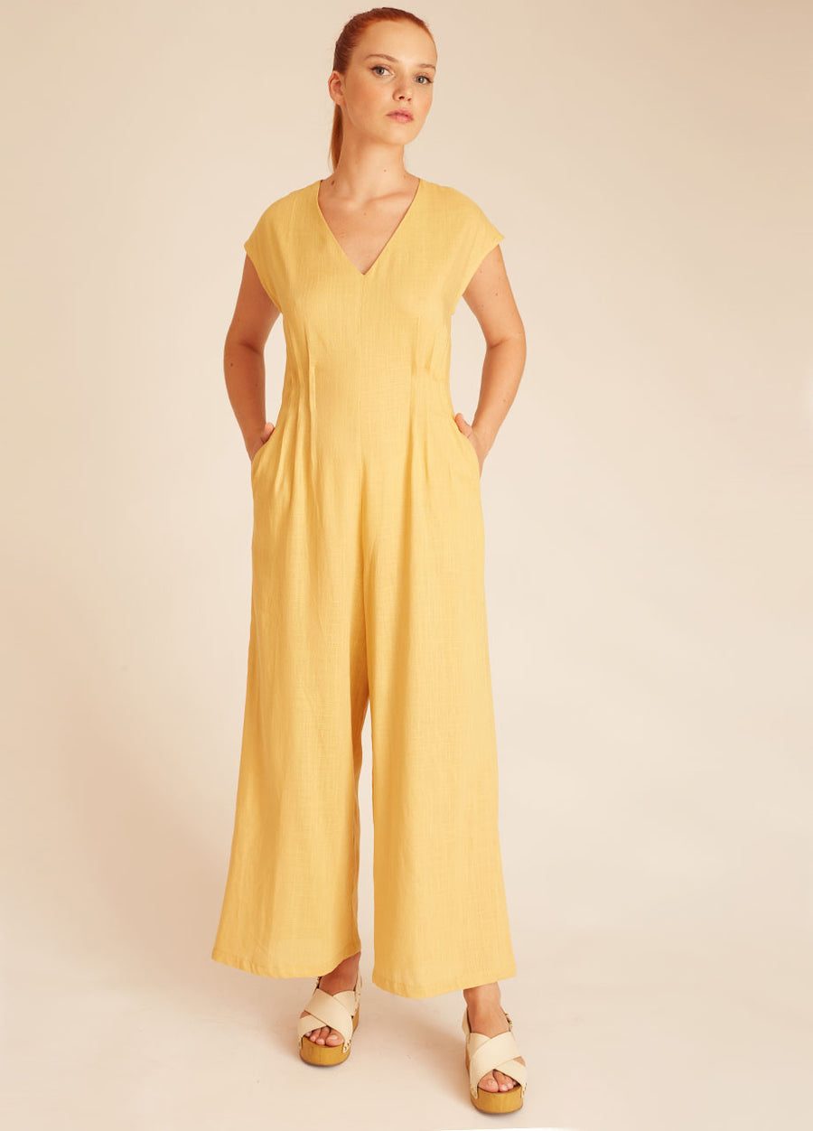 LINEN PLAYSUIT YELLOW