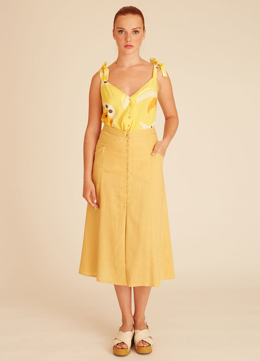 LINEN SKIRT YELLOW