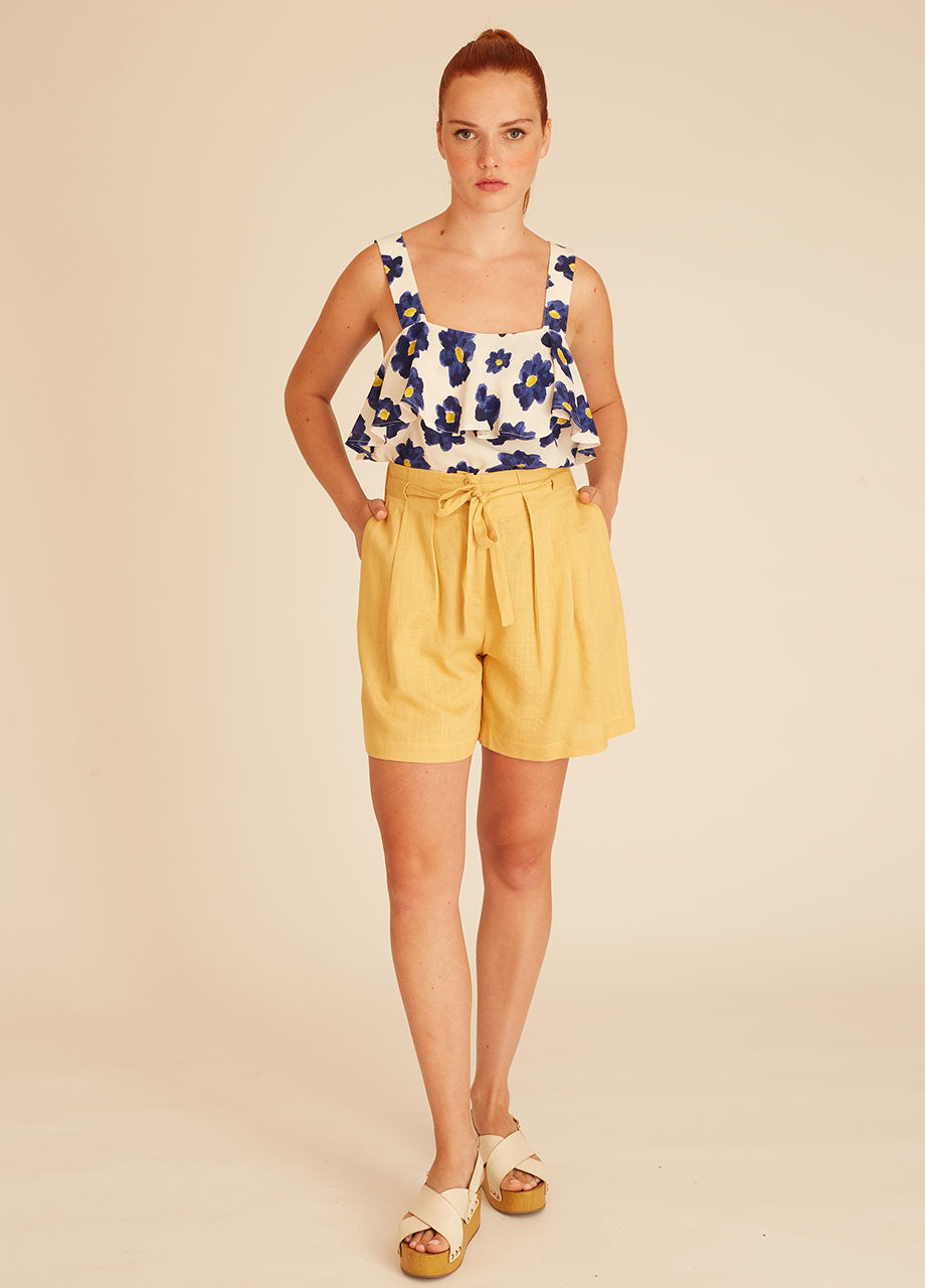 LINEN SHORT YELLOW