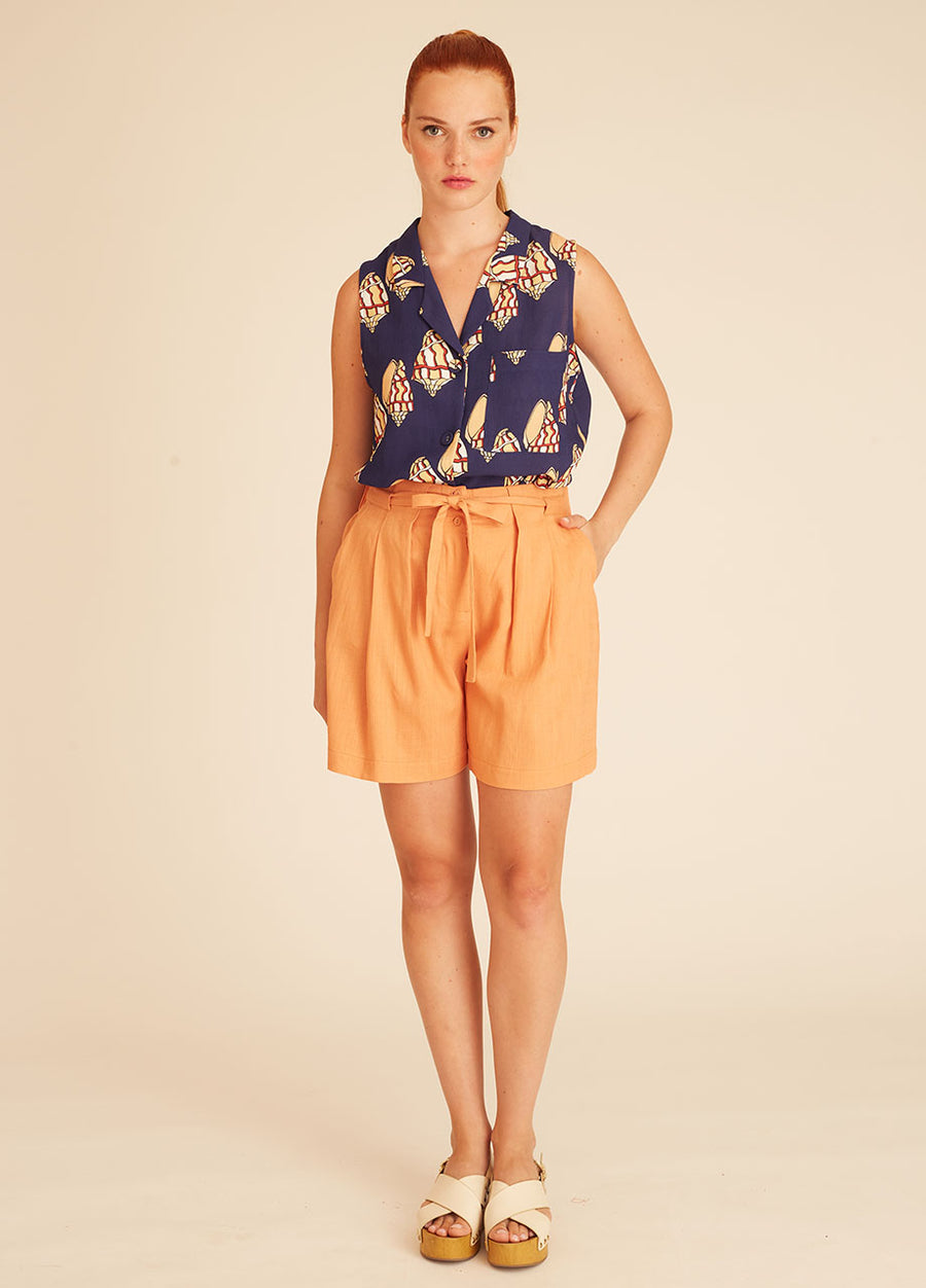 LINEN SHORT PEACH