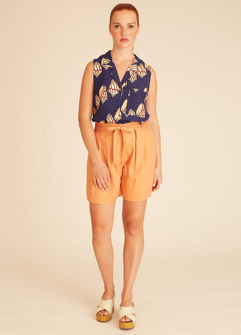 LINEN SHORT PEACH