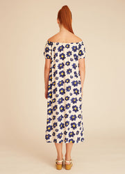 BLUE FLOWERS BARDOT DRESS