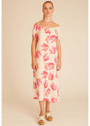 PINK FLOWERS BARDOT DRESS