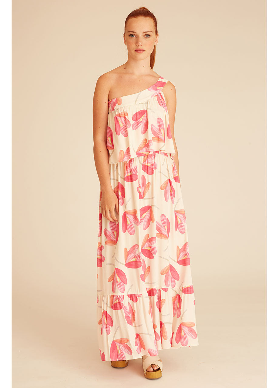 PINK FLOWERS MAXI DRESS