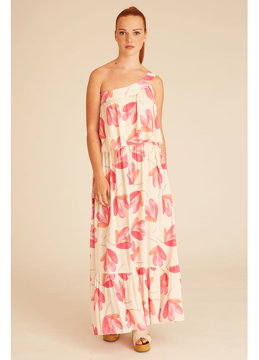 PINK FLOWERS MAXI DRESS