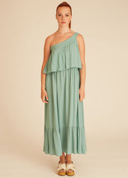 ONE SHOULDER DRESS GREEN