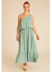 ONE SHOULDER DRESS GREEN