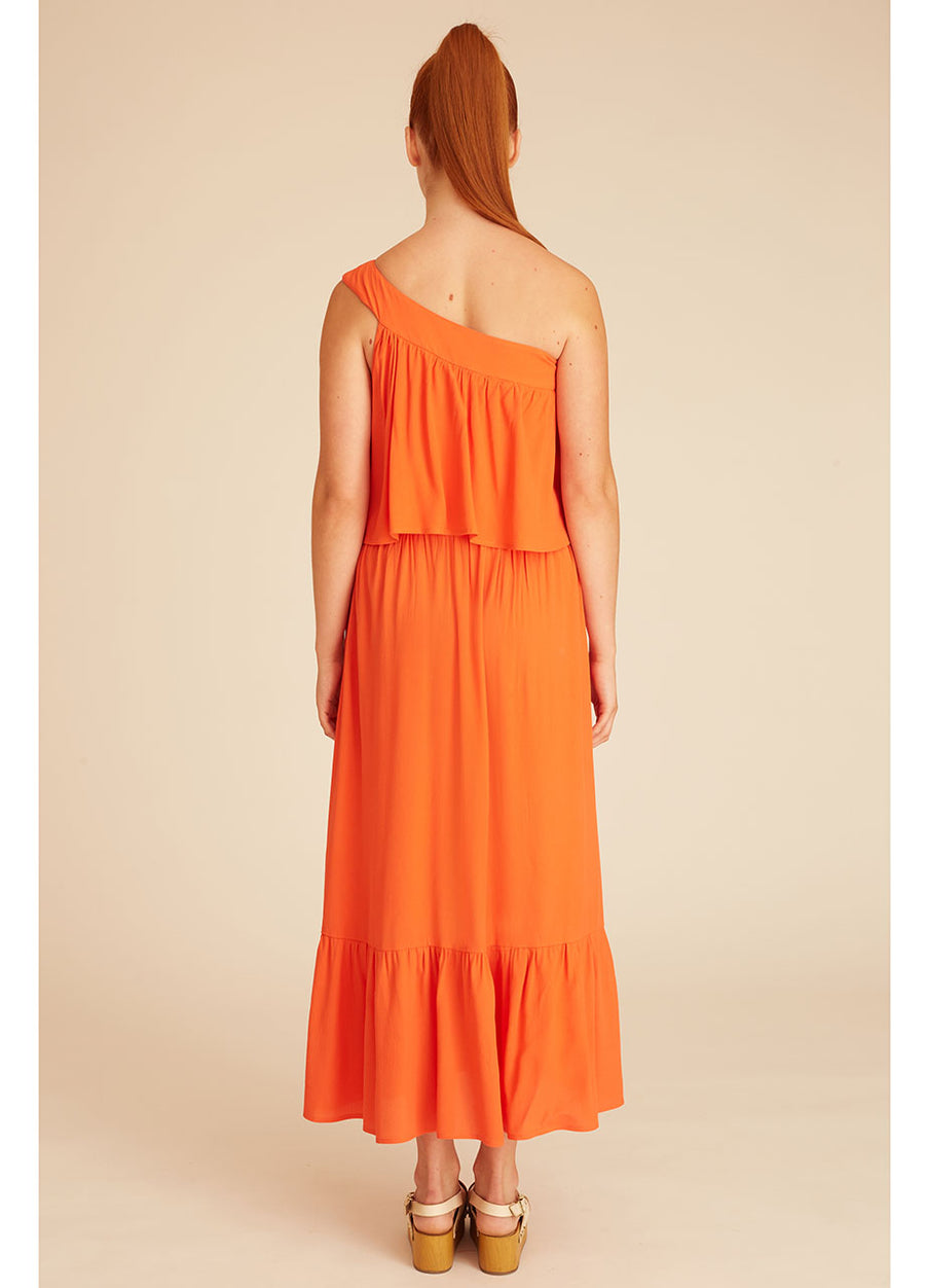 ONE SHOULDER DRESS CORAL