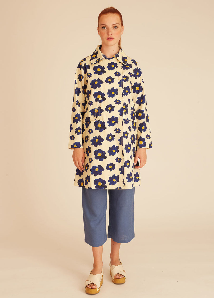 CAPPOTTO A FIORI BLU