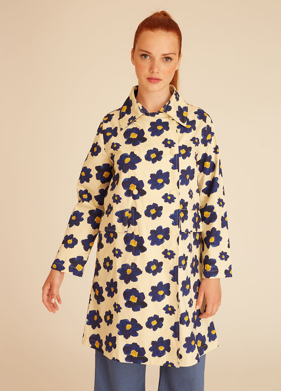 CAPPOTTO A FIORI BLU