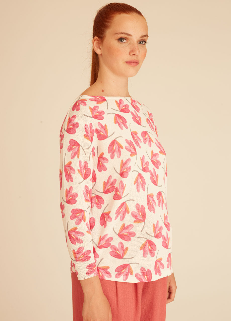 MAGLIA FIORI ROSA