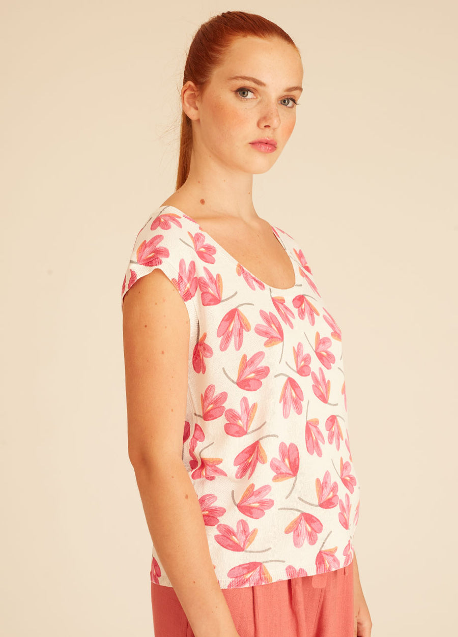 PINK FLOWERS SLEEVELESS SW