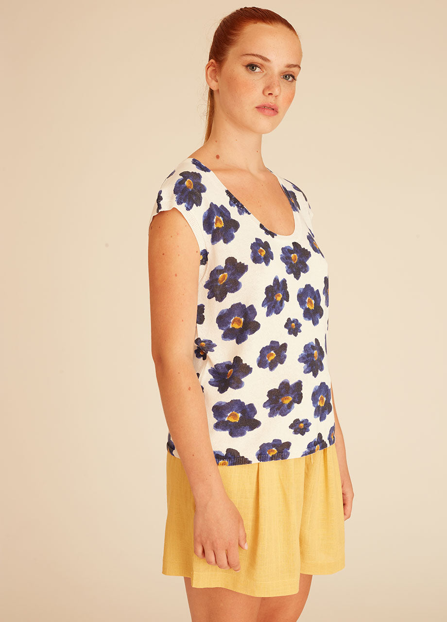 BLUE FLOWERS SLEEVELES SW