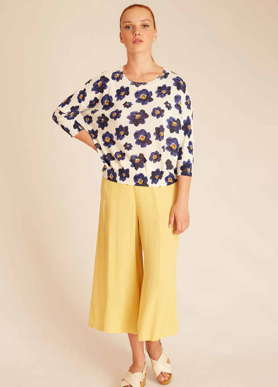 MAGLIA FIORI BLU