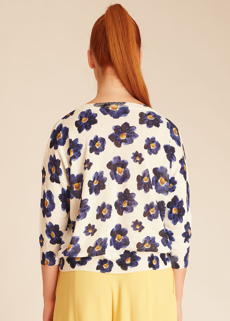 MAGLIA FIORI BLU